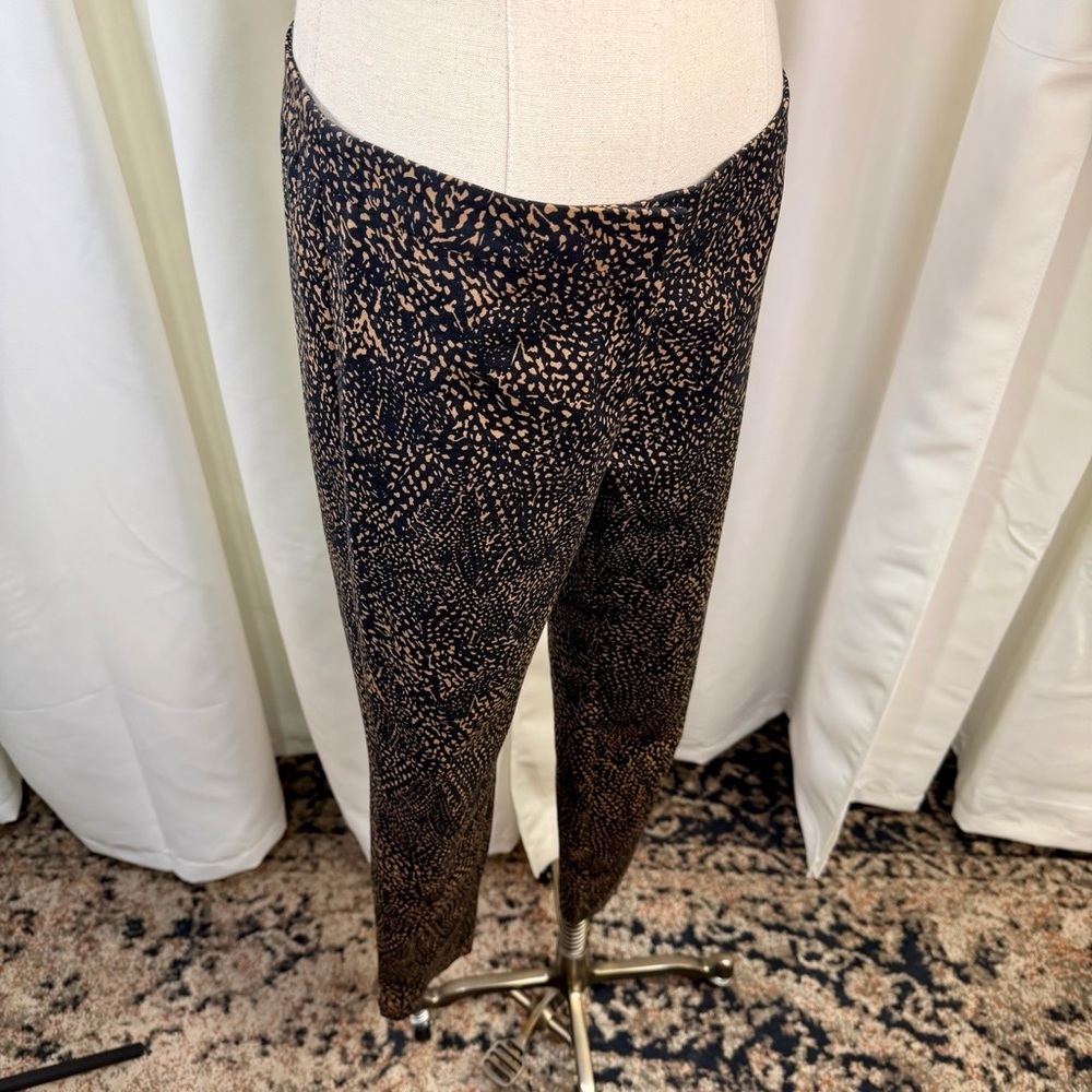 Etcetera Tan & Black Abstract Speckled Print Slim Leg Zip Hem Trousers Size 0 - Picture 14 of 14